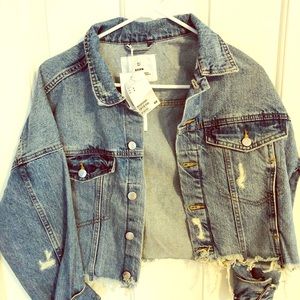 H&M Cropped distressed jean jacket NWT